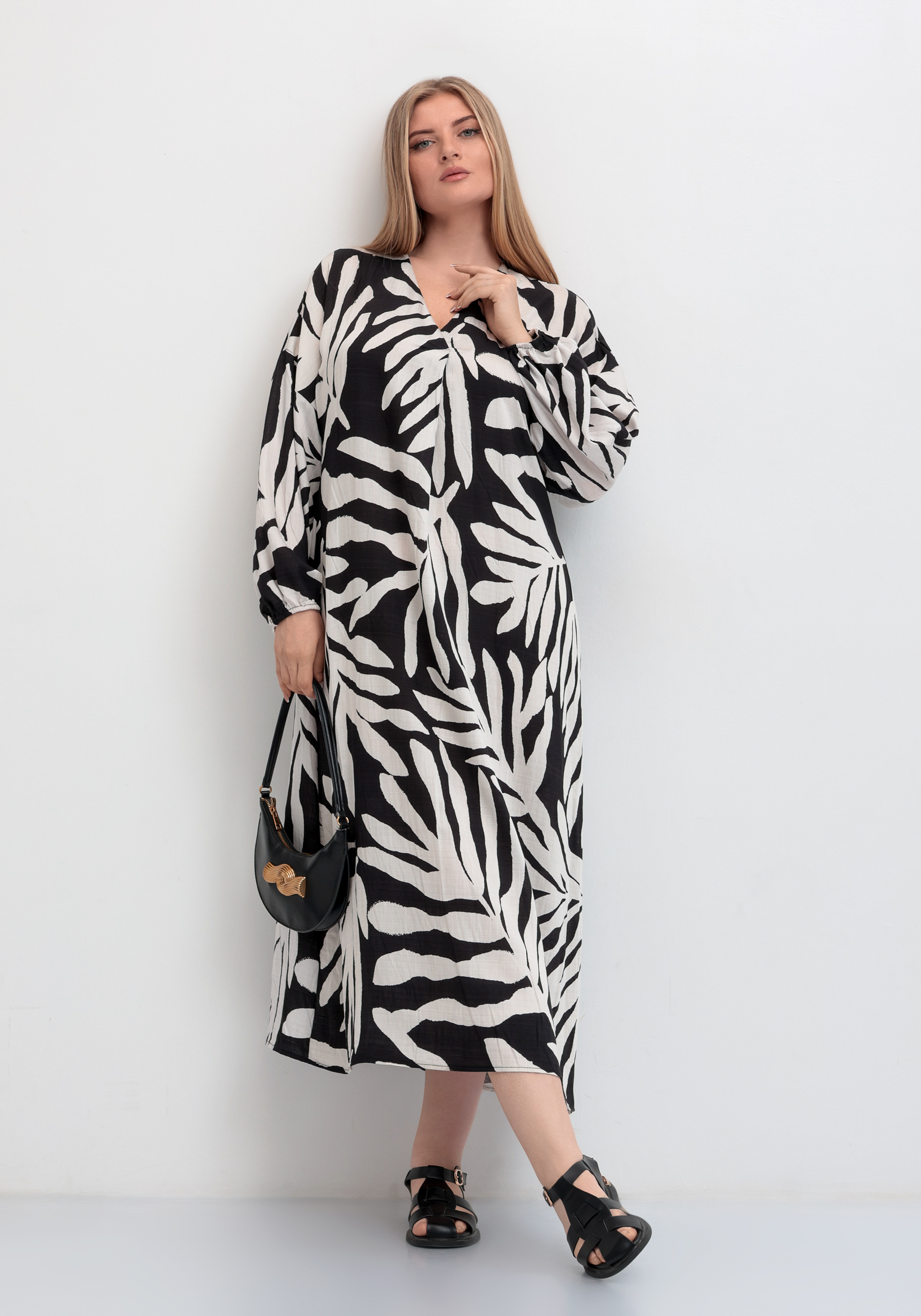 Платье макси с длинным рукавом, Черный
Платье макси с длинным рукавом, Черный