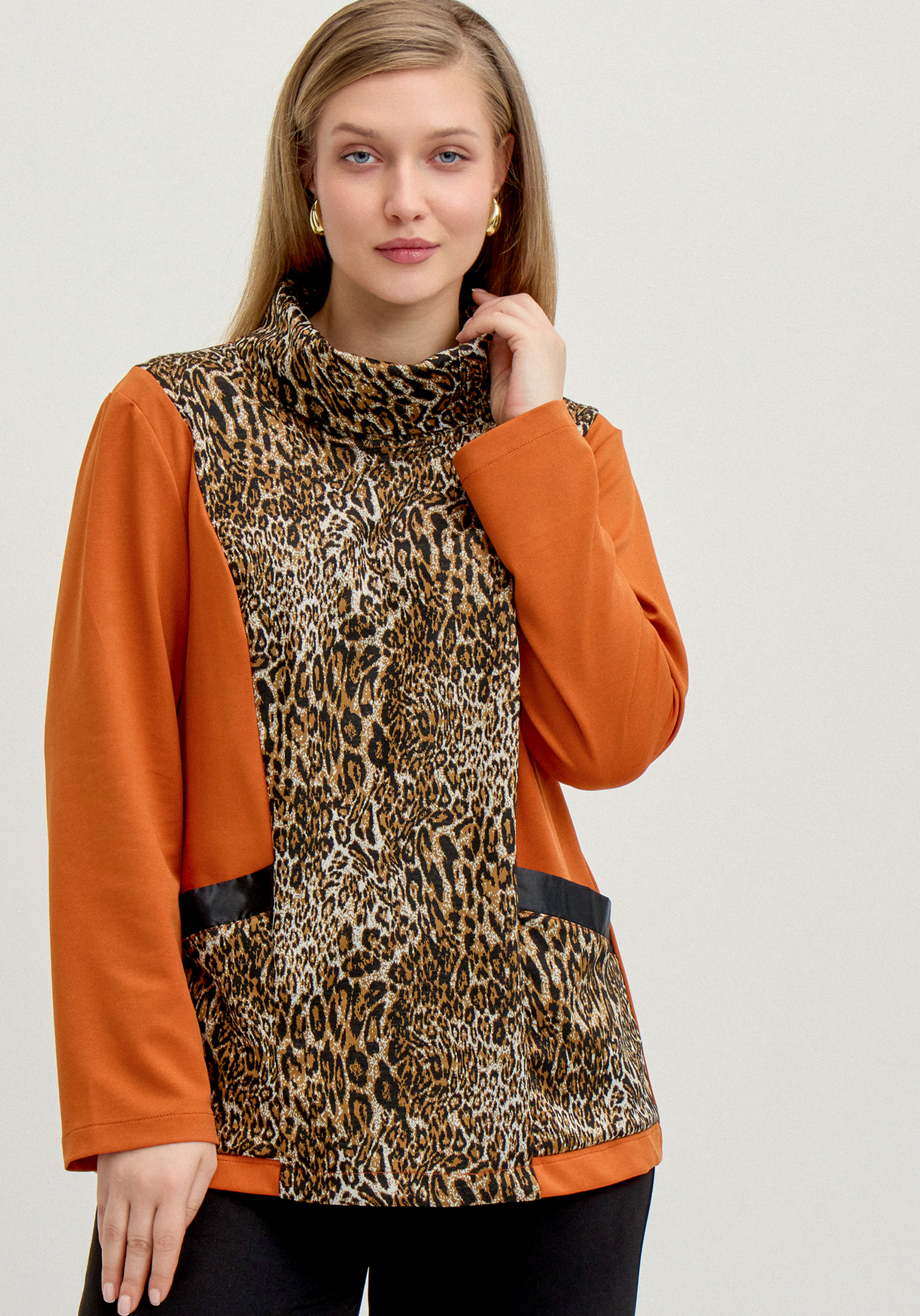 Блуза с анималистичным принтом по груди, Оранжевый
Блуза с анималистичным принтом по груди, Оранжевый