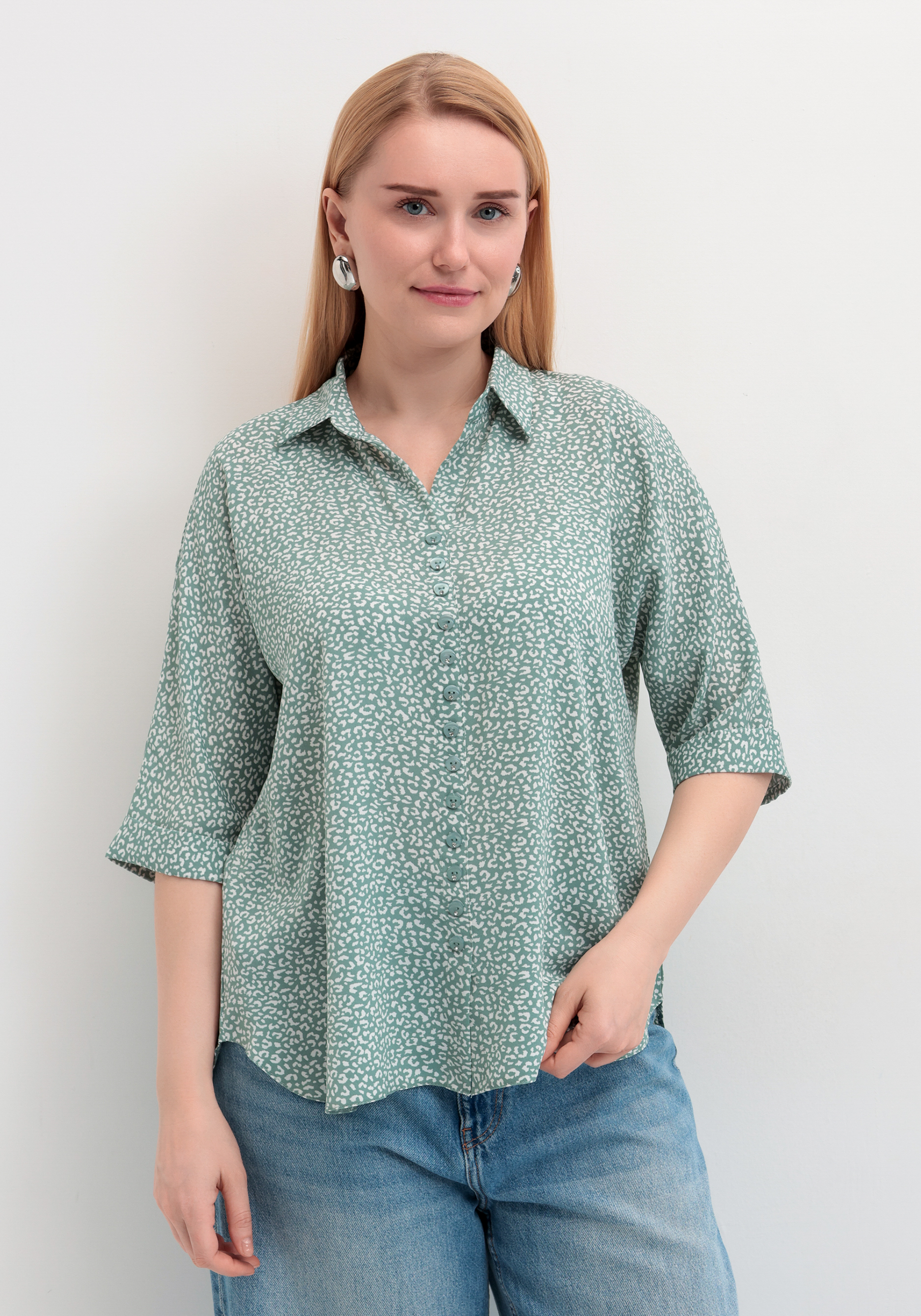 Рубашка свободная на пуговицах, Зеленый
Рубашка свободная на пуговицах, Зеленый