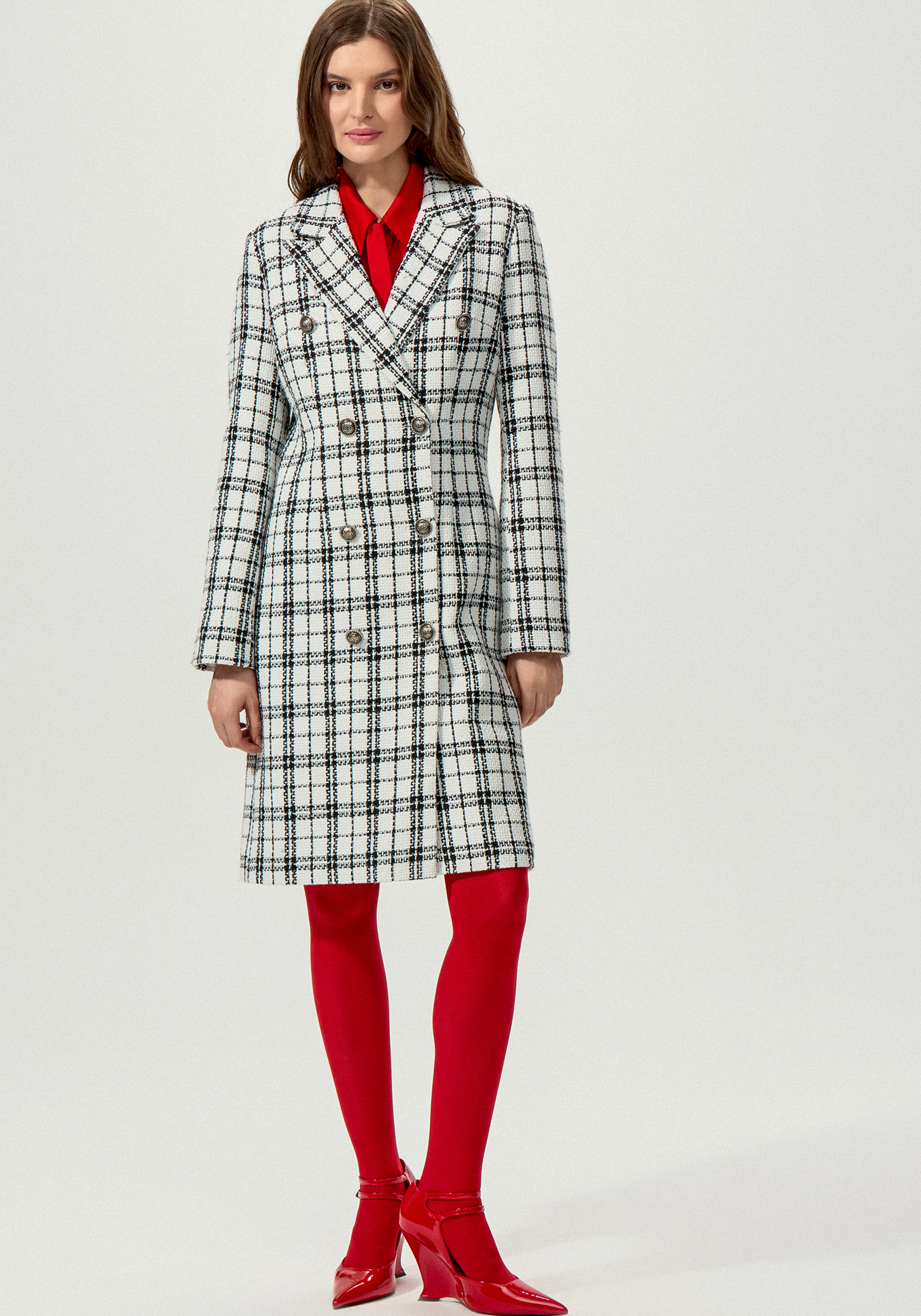 Платье двубортное из твида, Белый
Платье двубортное из твида, Белый