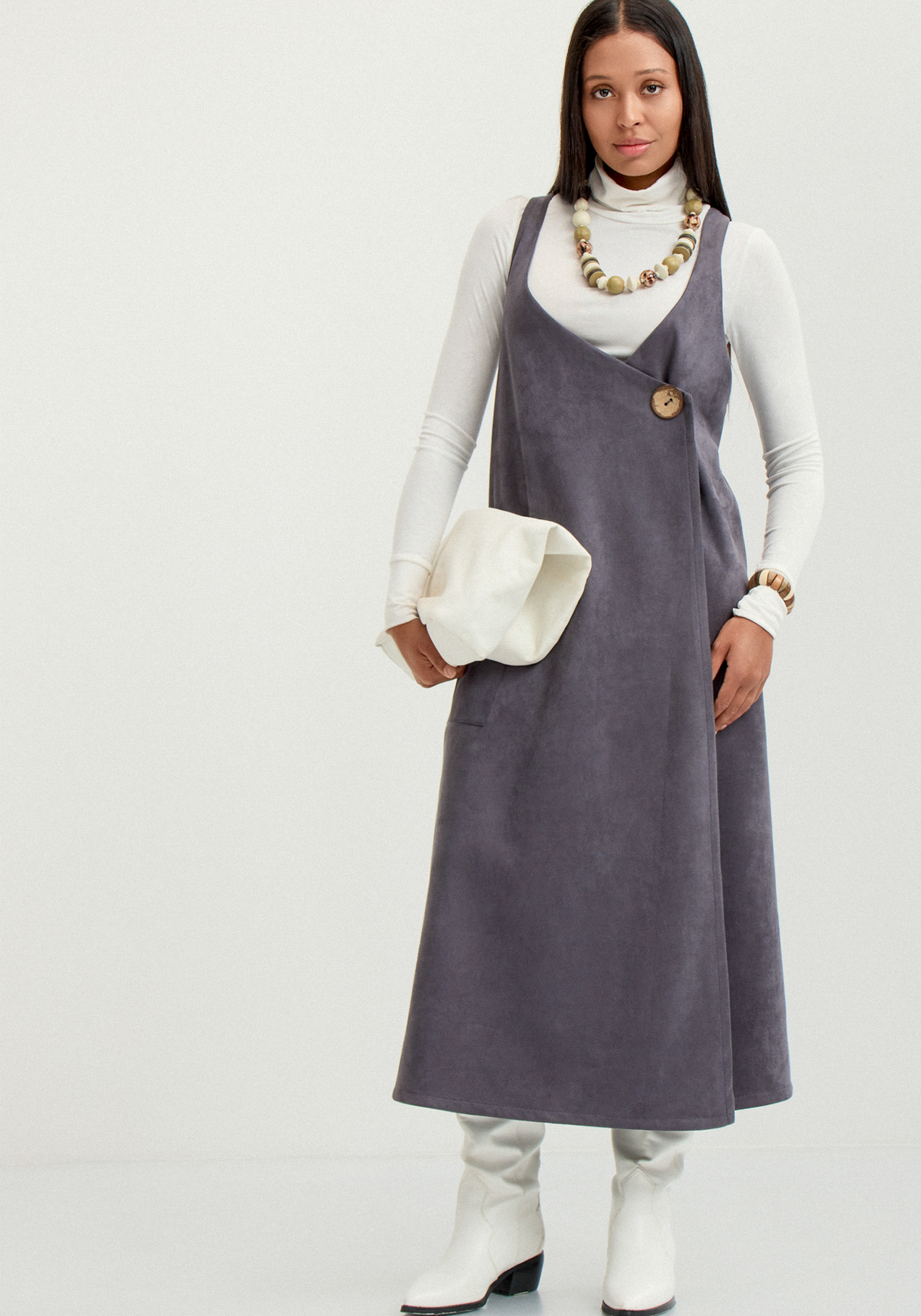 Сарафан с имитацией застёжки, Фиолетовый
Сарафан с имитацией застёжки, Фиолетовый