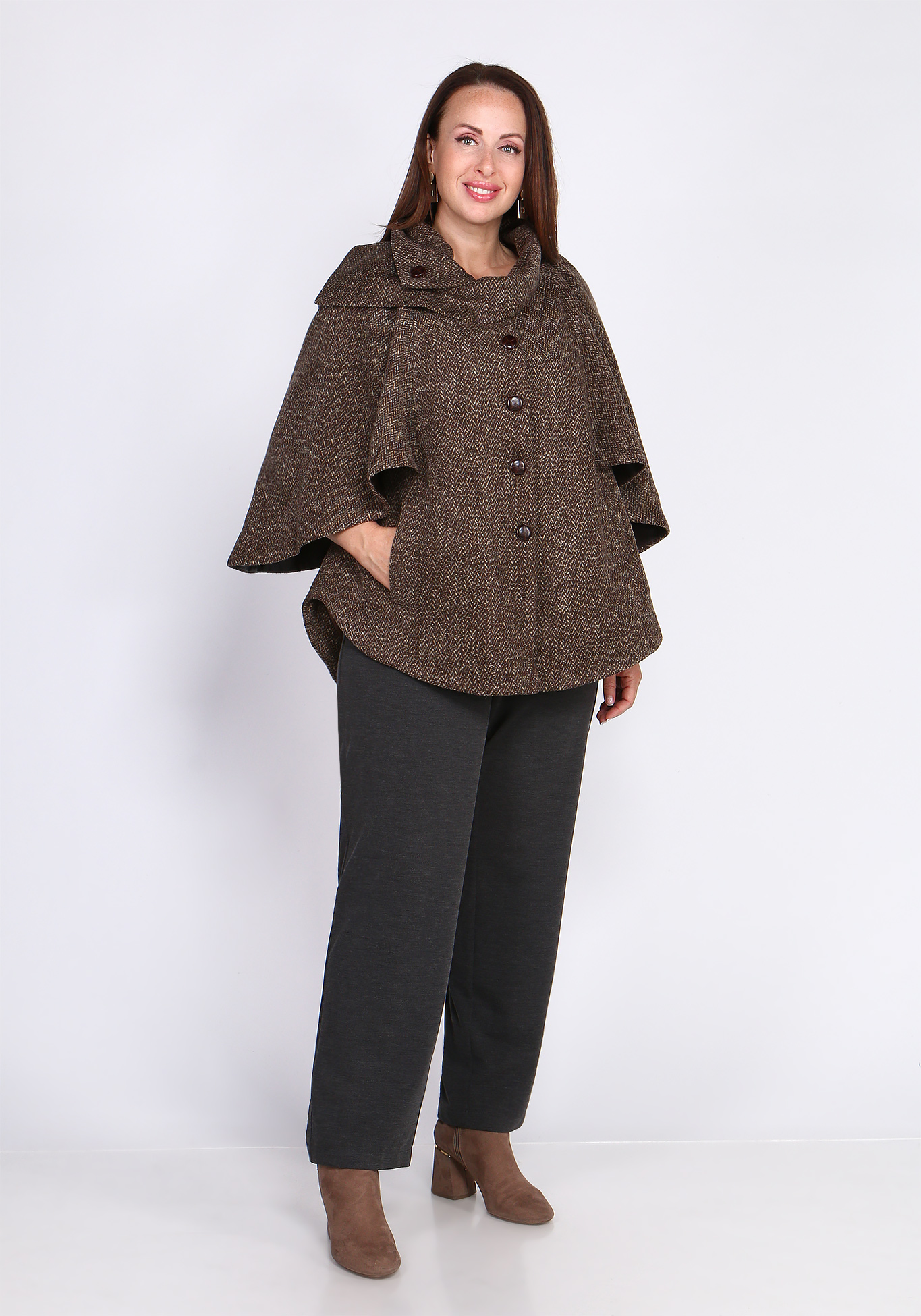 Кейп из пальтовой ткани, Коричневый
Кейп из пальтовой ткани, Коричневый