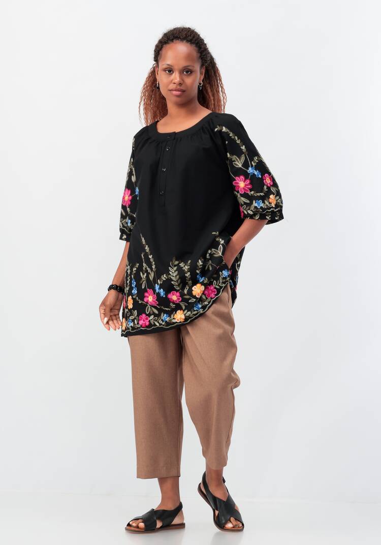 Блуза с цветочной вышивкой и рукавом реглан шир.  750, рис. 34