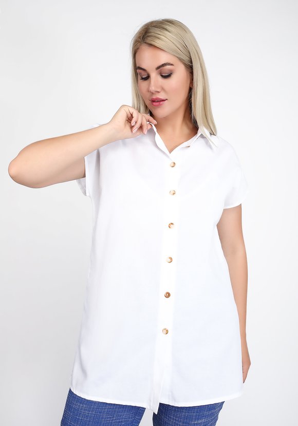 Блуза однотонная на пуговицах А-силуэта шир.  580, рис. 5