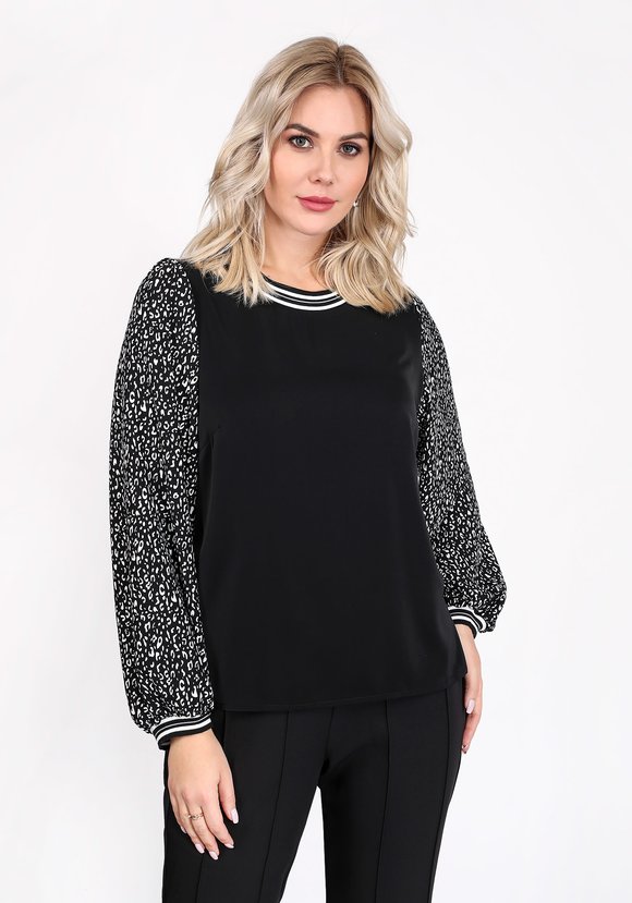 Блуза с контрастным свободным рукавом шир.  580, рис. 2