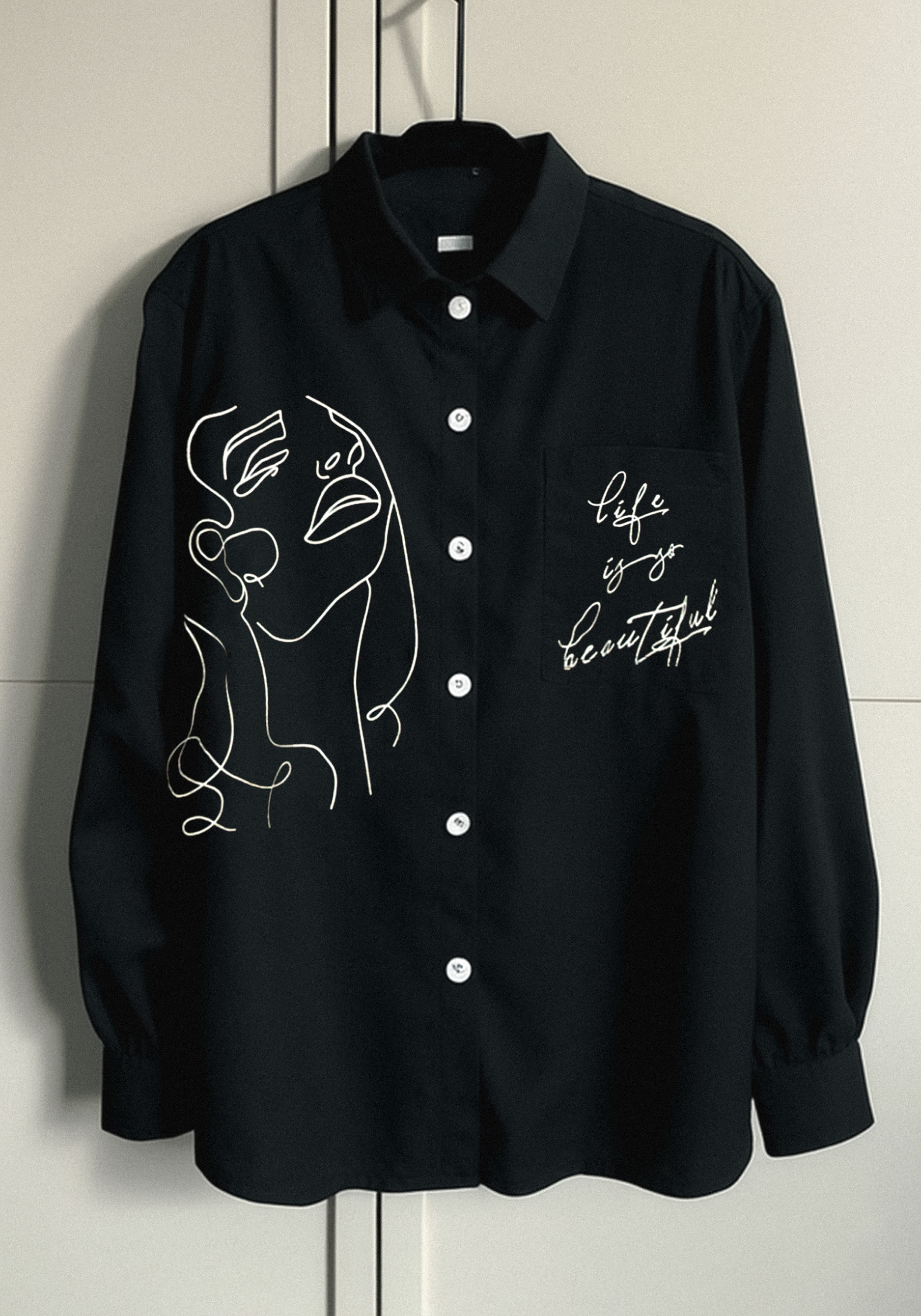 

Рубашка с принтом на передней полочке Resale, Черный