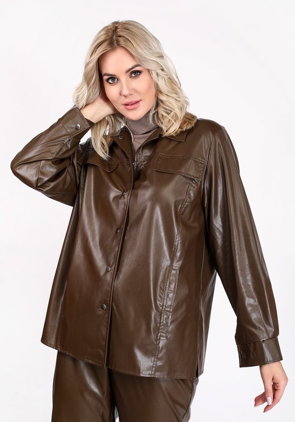 Рубашка из экокожи на кнопках шир.  580, рис. 2