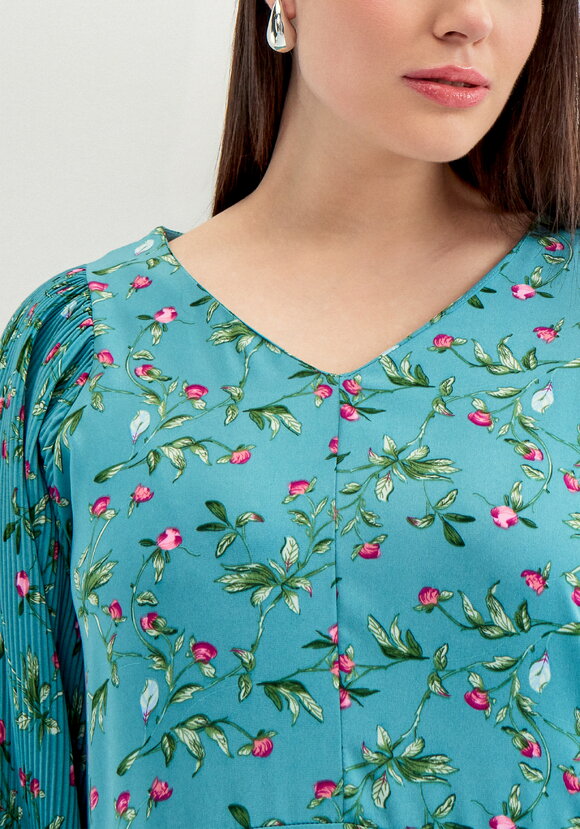 Платье с плиссировкой в цветочный принт шир.  580, рис. 16