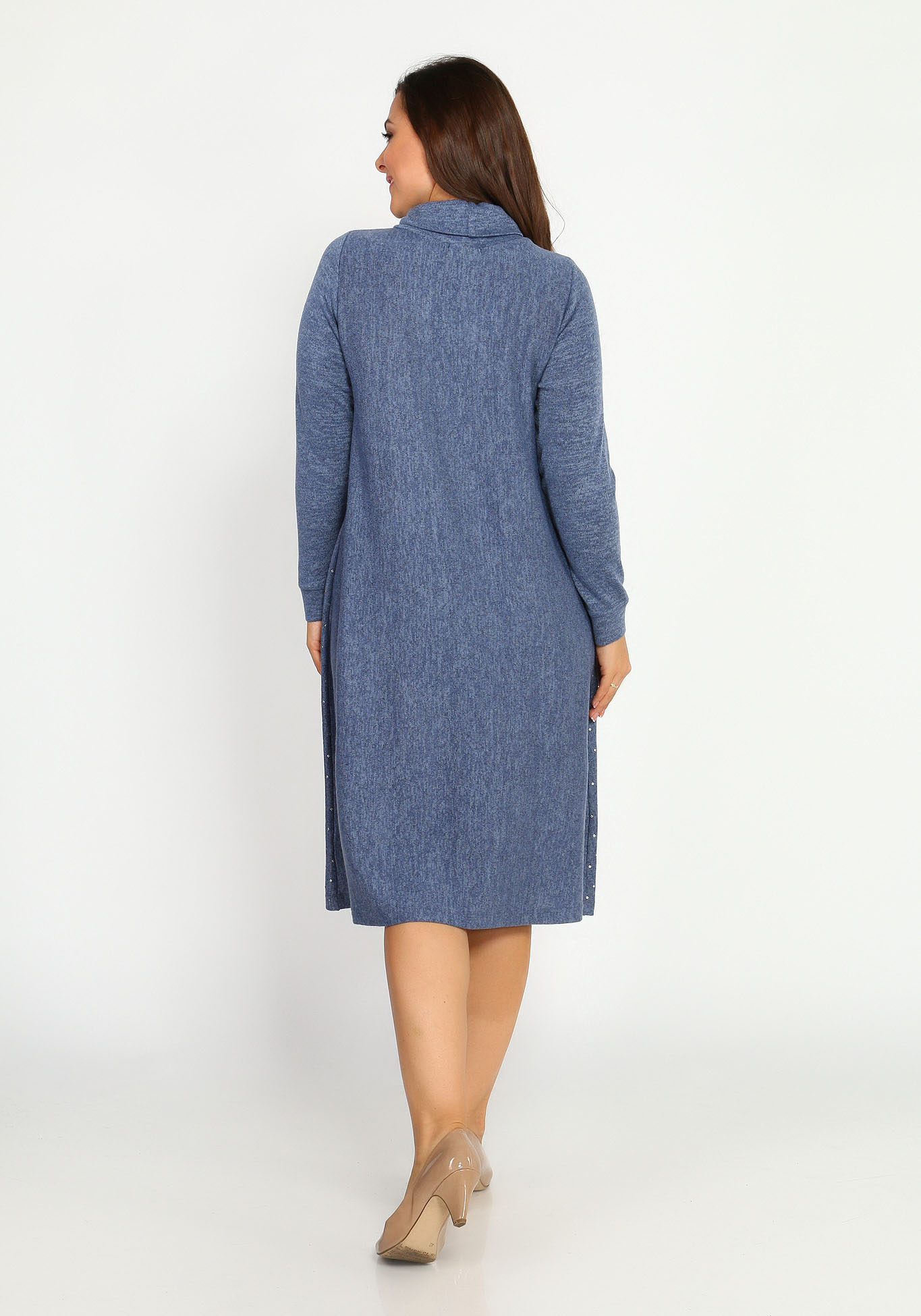 Платье с воротником "стойка" длиной миди Синель, размер 46, цвет серо-голубой - фото 4