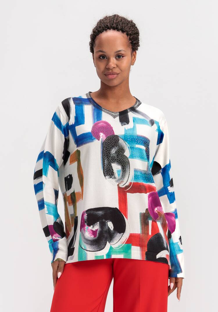 Джемпер с ярким орнаментом шир.  750, рис. 13