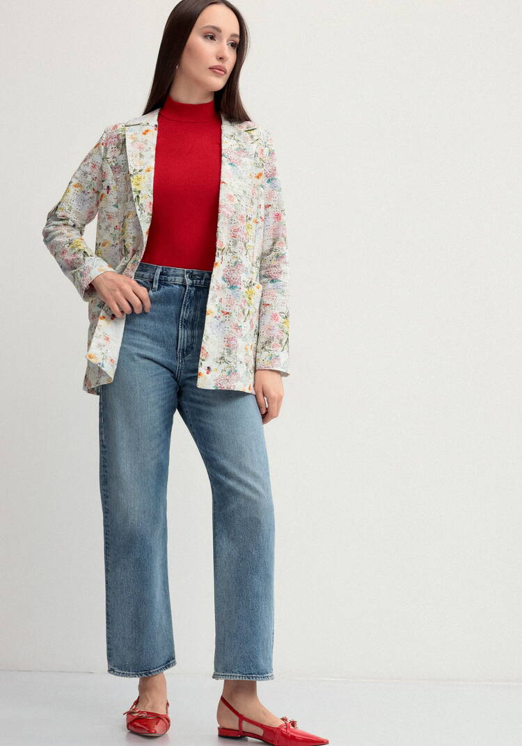 Пиджак из шитья с цветочным принтом шир.  750, рис. 8