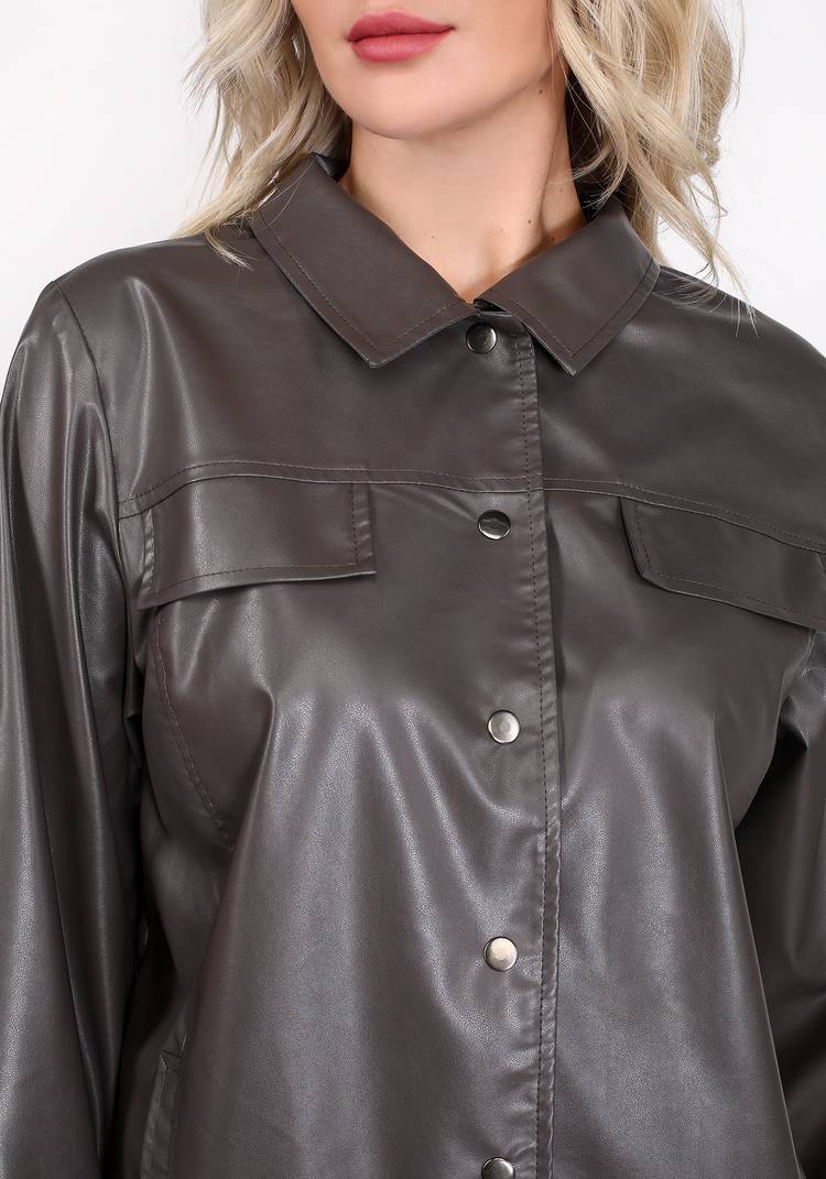 Рубашка из экокожи на кнопках шир.  750, рис. 6