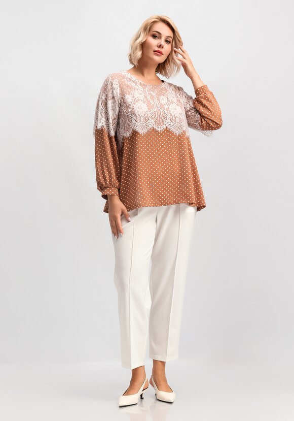 Блуза с кружевом по плечам шир.  580, рис. 38