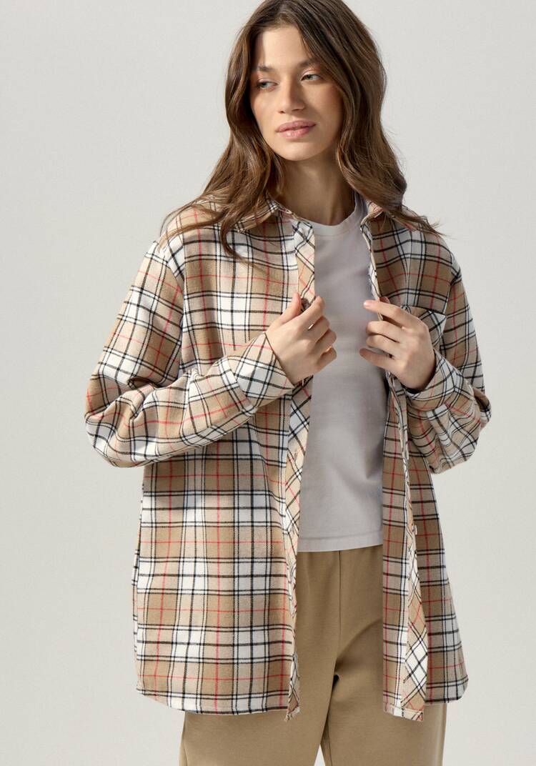 Рубашка в клетку с принтом на спине шир.  750, рис. 21