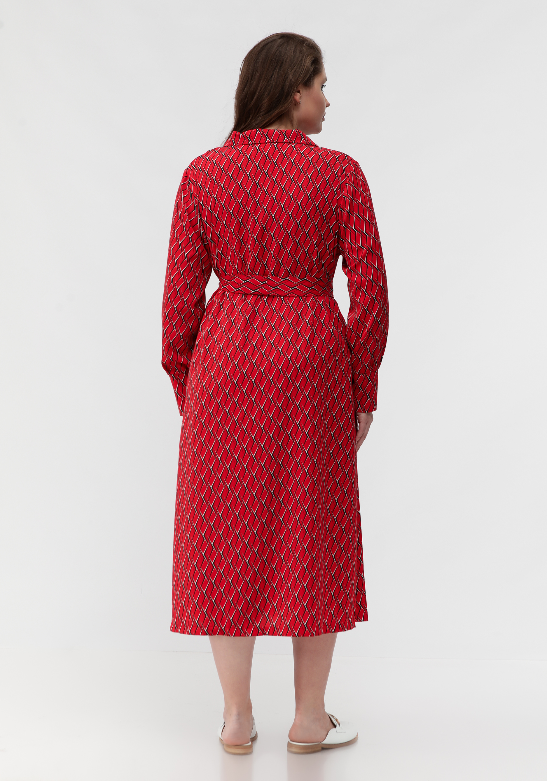 Платье рубашка с отложным воротником VeraVo, цвет красный, размер 52 - фото 4