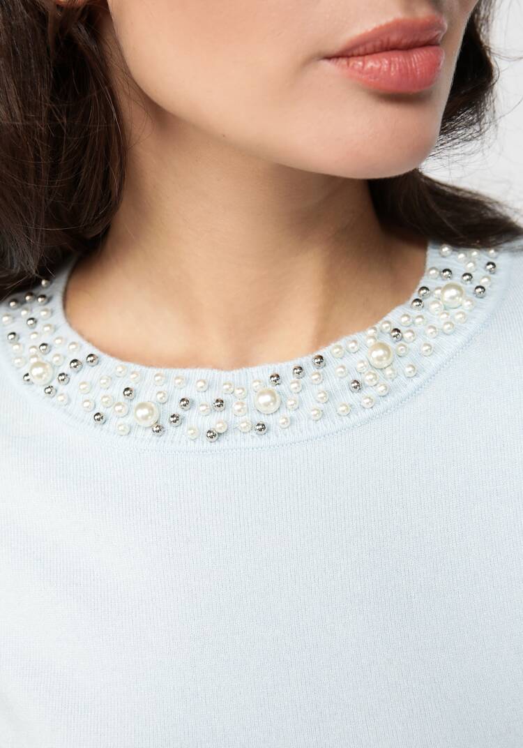 Джемпер с декором из жемчуга по горловине шир.  750, рис. 26