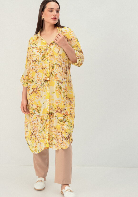 Рубашка удлинённая с цветочным принтом шир.  580, рис. 18