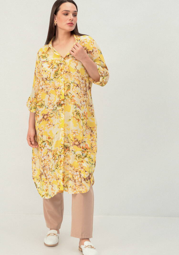 Рубашка удлинённая с цветочным принтом шир.  750, рис. 18