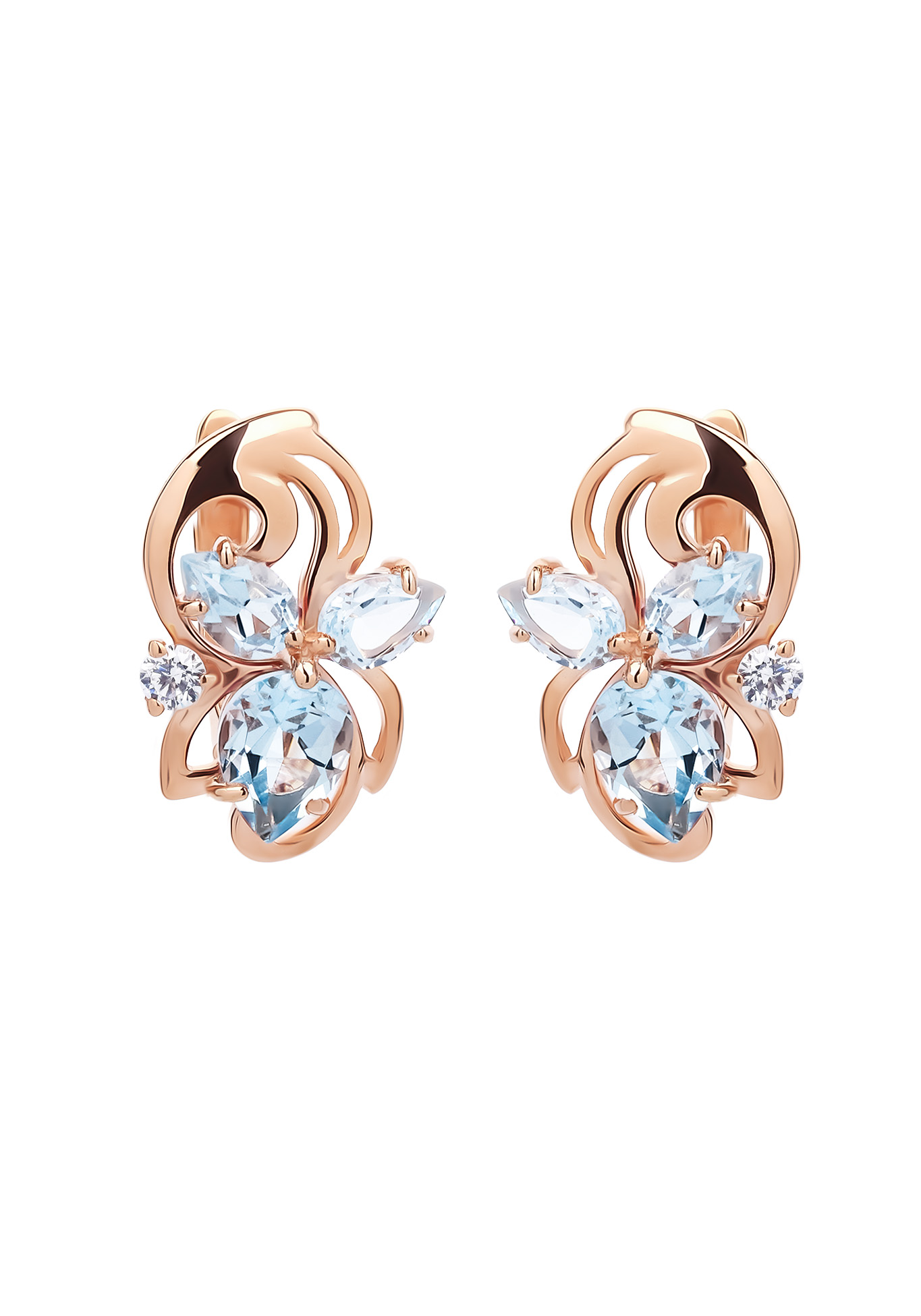 

Серьги серебряные "Цветочное ассорти", Голубой;бесцветный