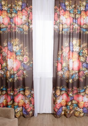 Фотошторы Цветочный мотив + тюль в подарок