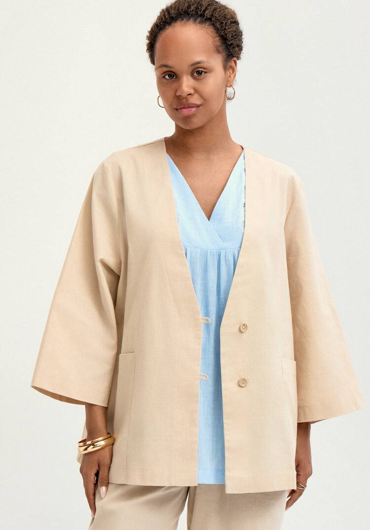 Кардиган изо льна с карманами шир.  750, рис. 7