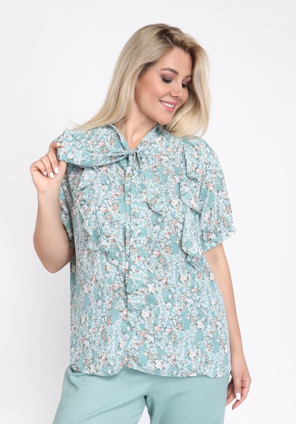 Блуза с рюшей по воротнику шир.  580, рис. 5