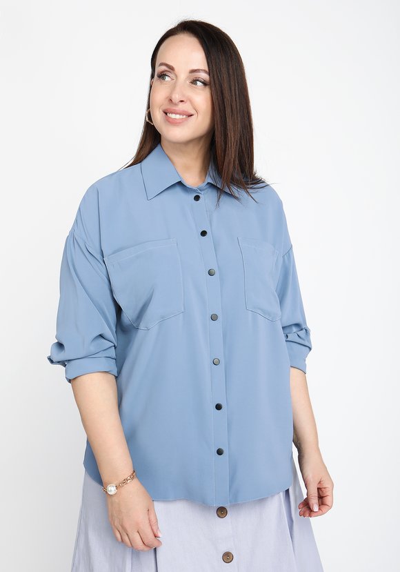 Блуза однотонная оверсайз шир.  580, рис. 1