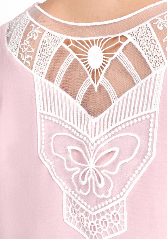 Блуза свободного силуэта с кружевным декором шир.  580, рис. 6