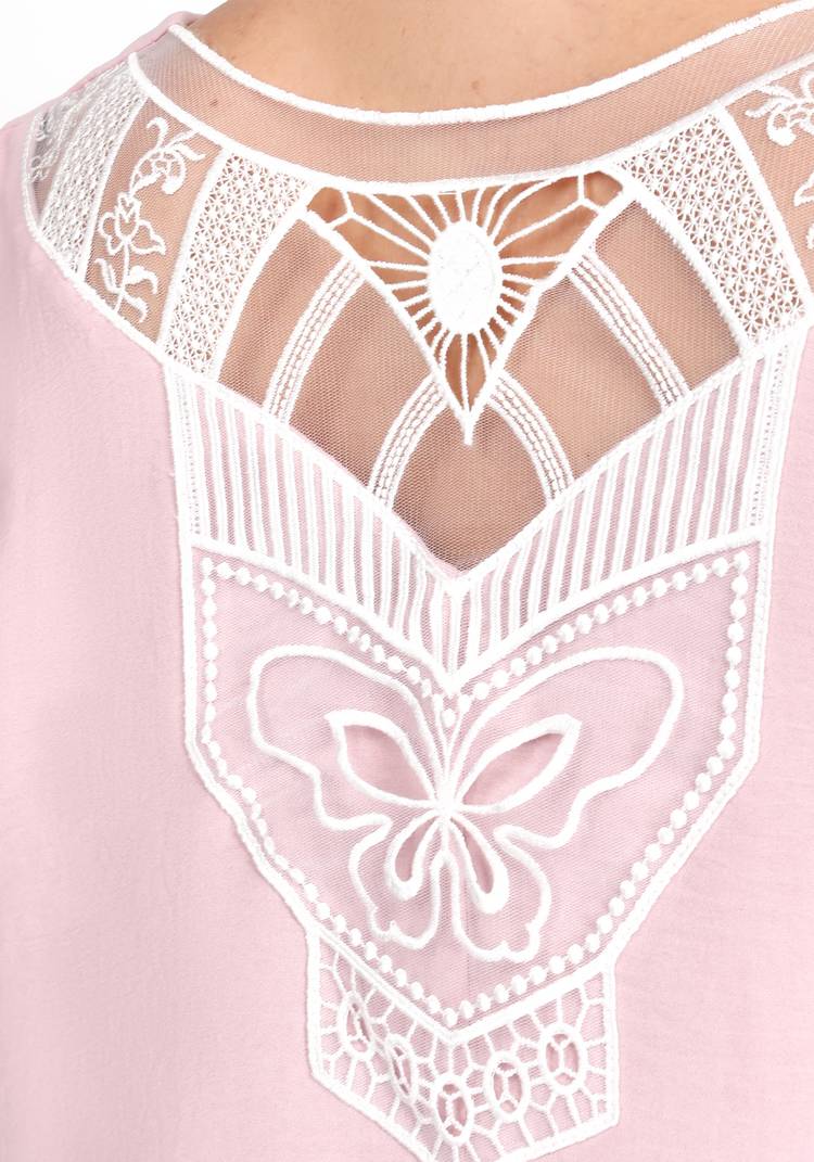 Блуза свободного силуэта с кружевным декором шир.  750, рис. 6