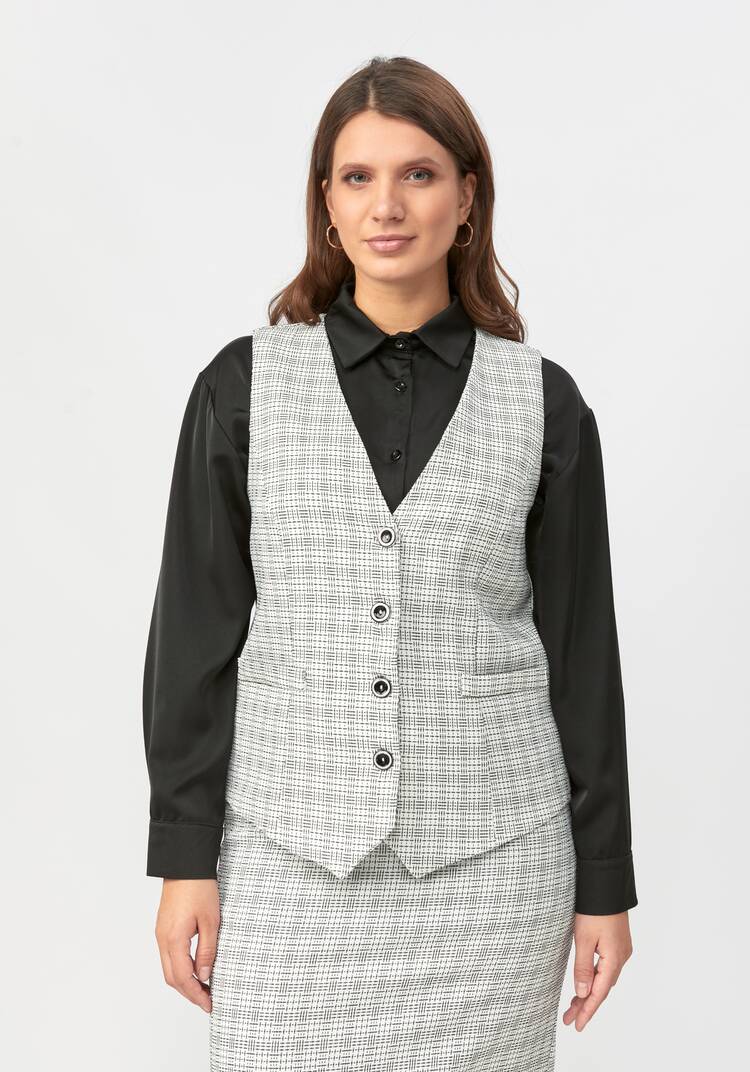 Жилет на пуговицах из фактурной ткани шир.  750, рис. 8