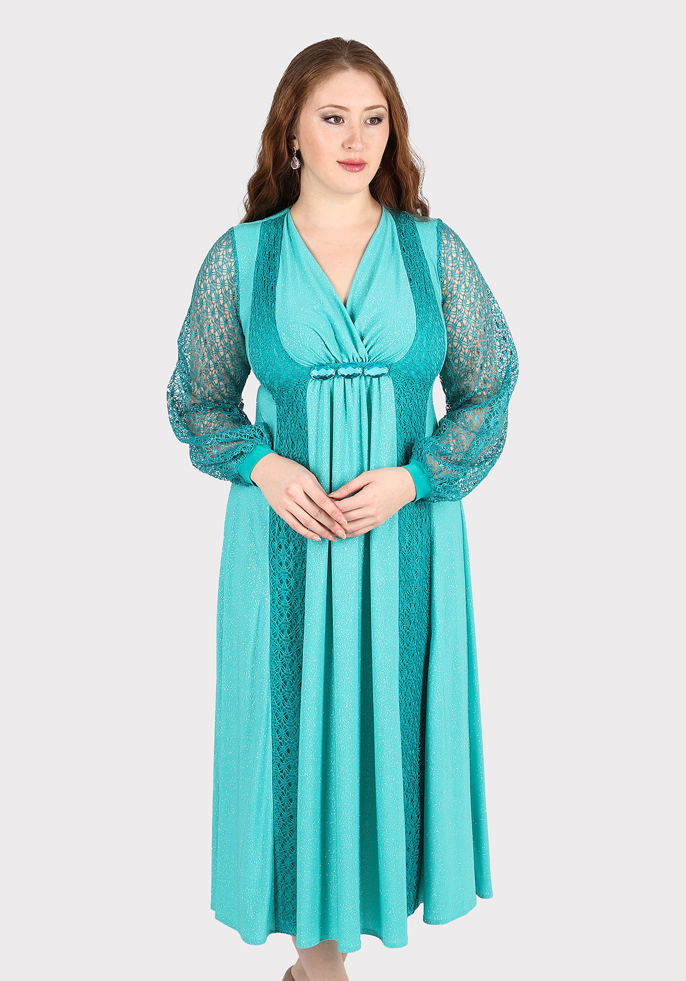 Платье-миди с украшением GalaGrosso, размер 52, цвет голубой - фото 1
