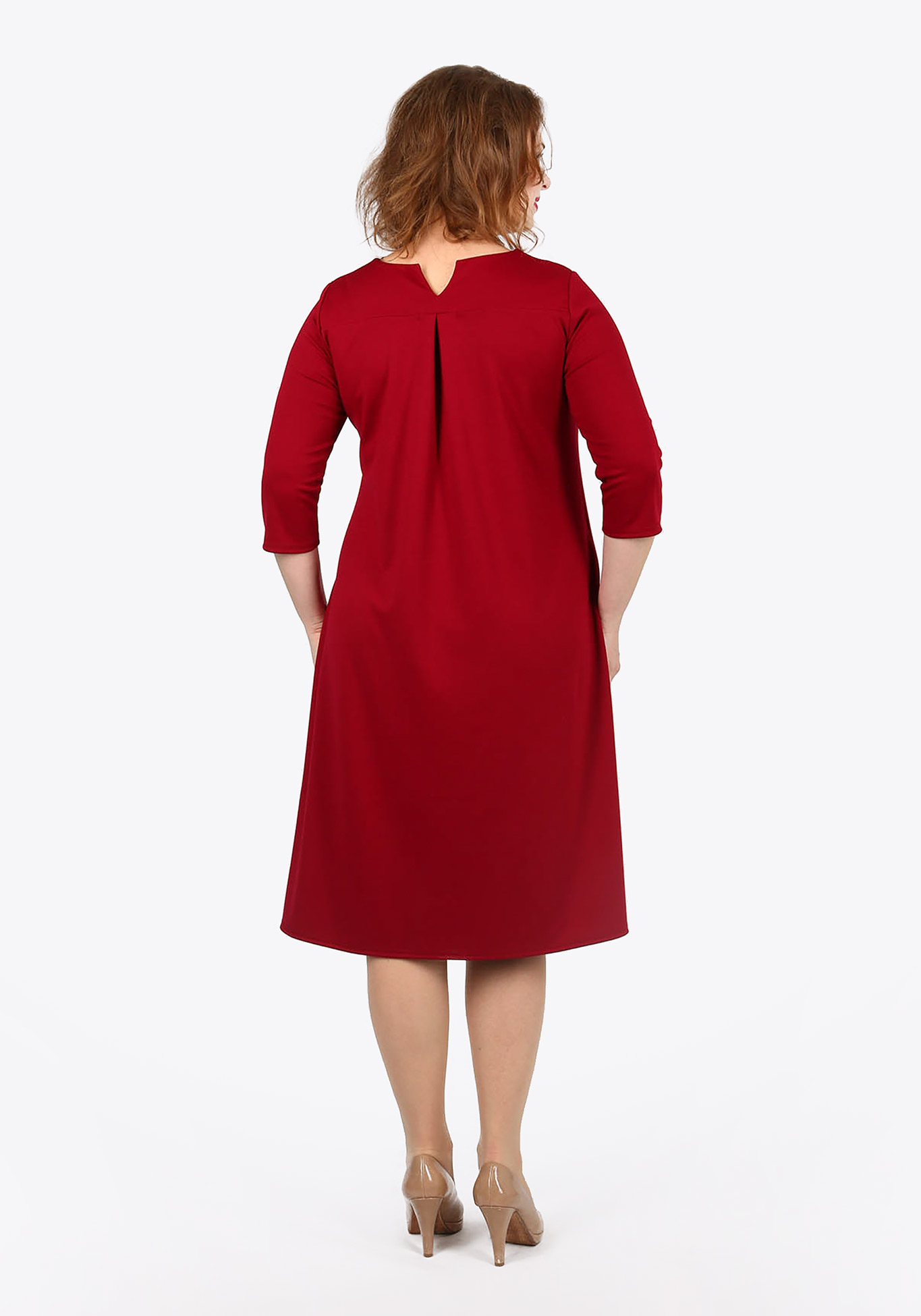 Платье расклешенного кроя с карманами Bianka Modeno, размер 50, цвет красный - фото 4