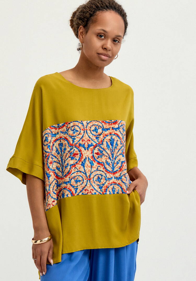 Блуза с принтом из штапеля шир.  750, рис. 8