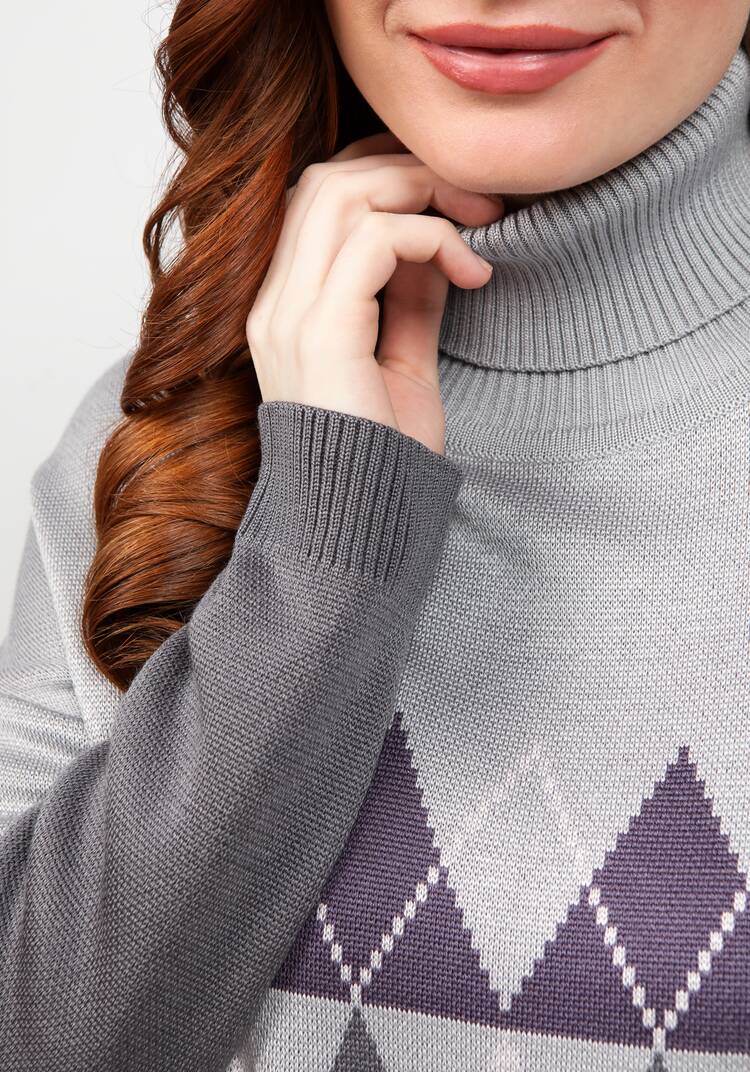 Джемпер с принтом ромб и высоким горлом шир.  750, рис. 14