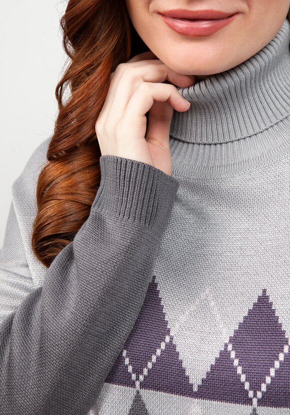 Джемпер с принтом ромб и высоким горлом шир.  580, рис. 14