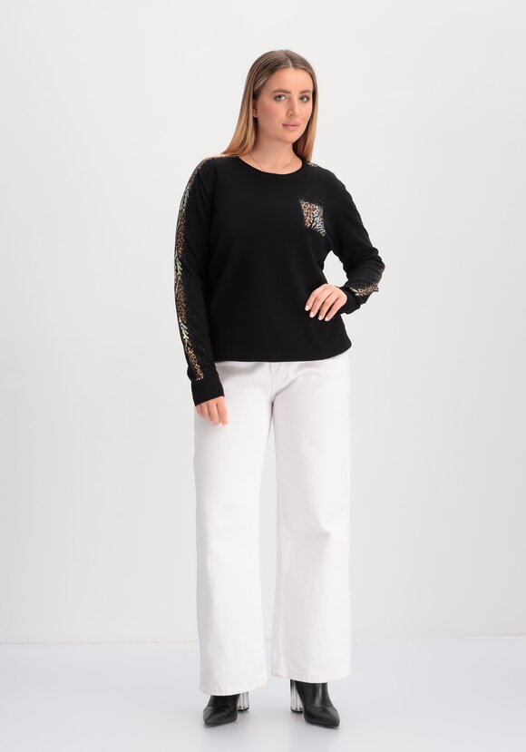 Джемпер с лампасами и карманом из страз шир.  580, рис. 8