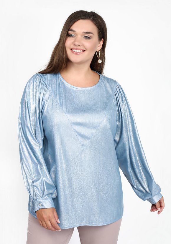 Блуза однотонная необычного кроя шир.  580, рис. 9