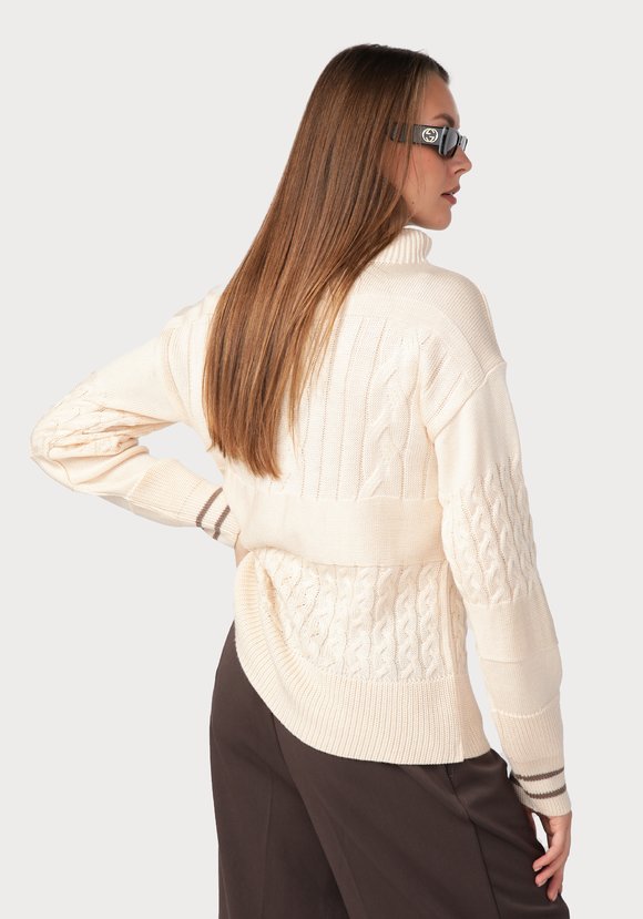 Свитер женский с эффектом структурных кос шир.  580, рис. 7