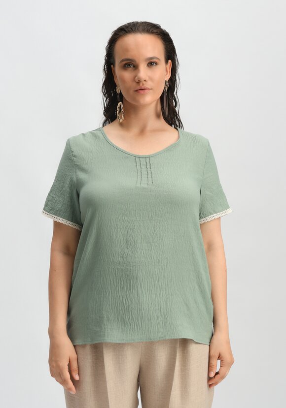 Футболка с кружевными вставками на рукавах шир.  580, рис. 4