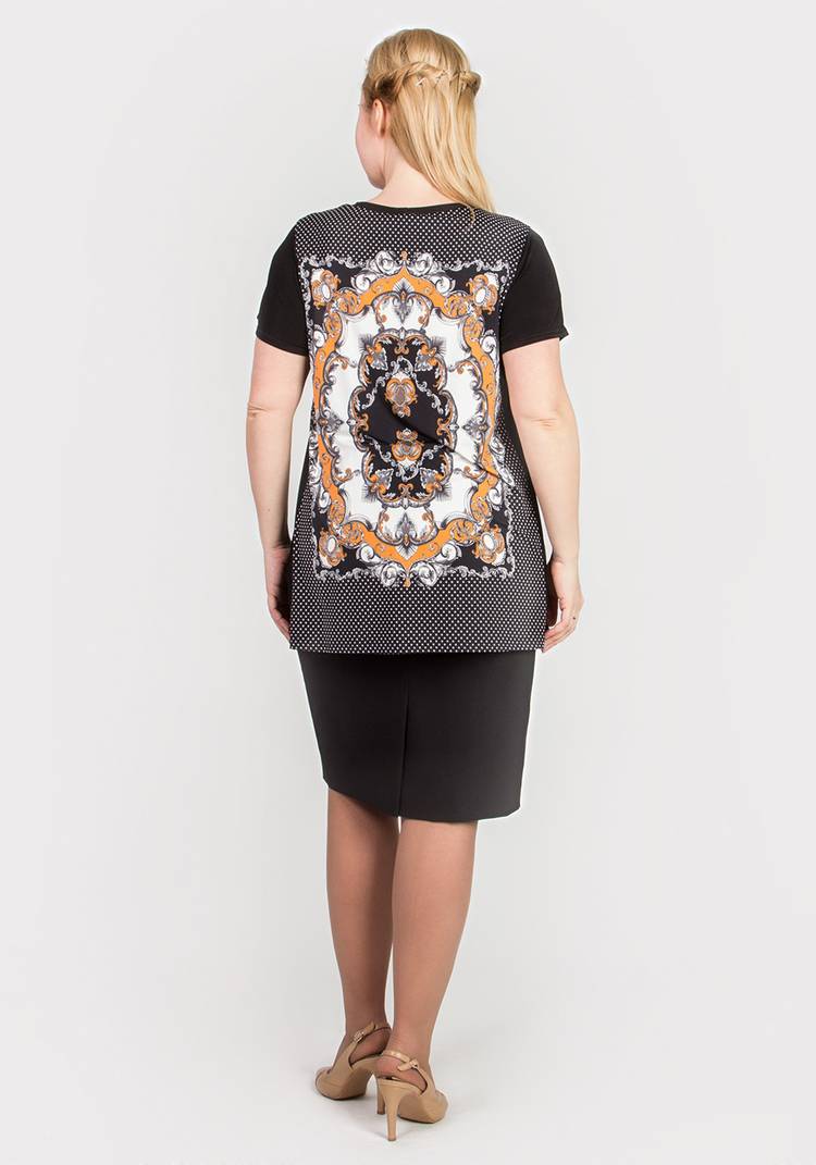 Туника с коротким рукавом и узорным принтом шир.  750, рис. 5