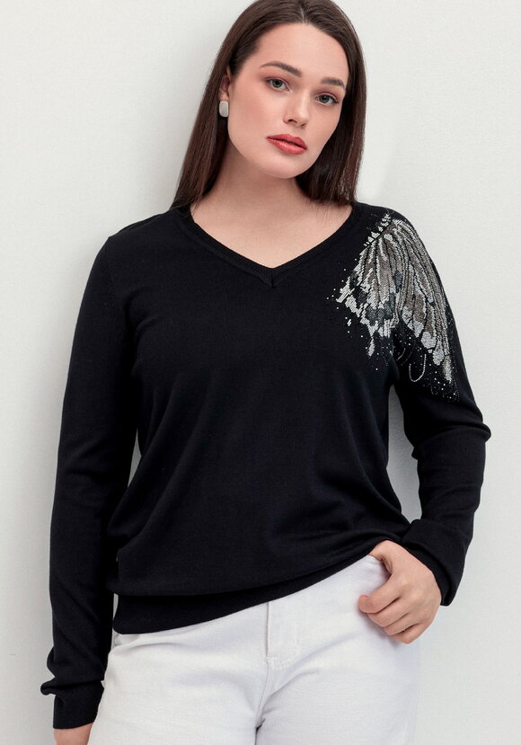 Джемпер с V-образным вырезом и рисунком шир.  580, рис. 16