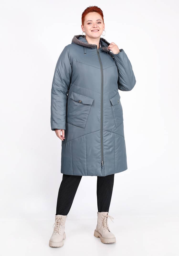 Пальто на синтепоне однотонное с капюшоном шир.  750, рис. 9