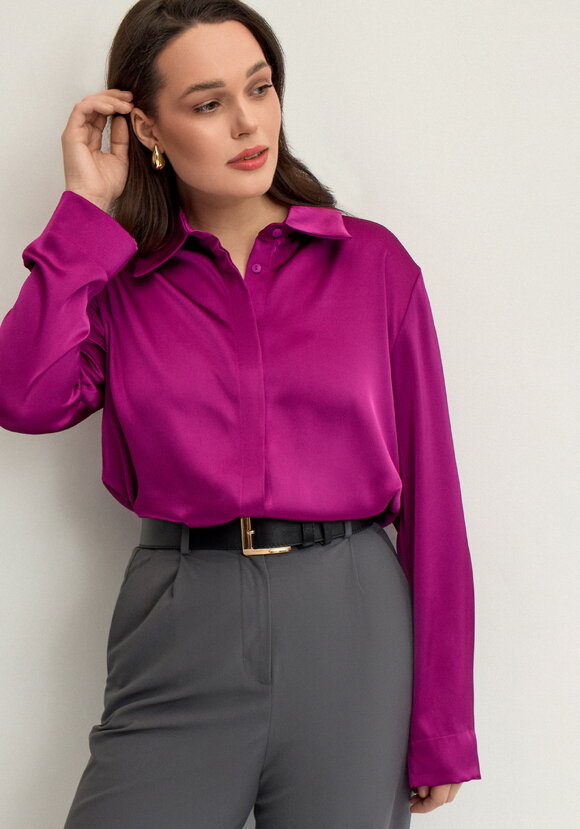 Блуза из шелка с супатной застежкой шир.  580, рис. 13