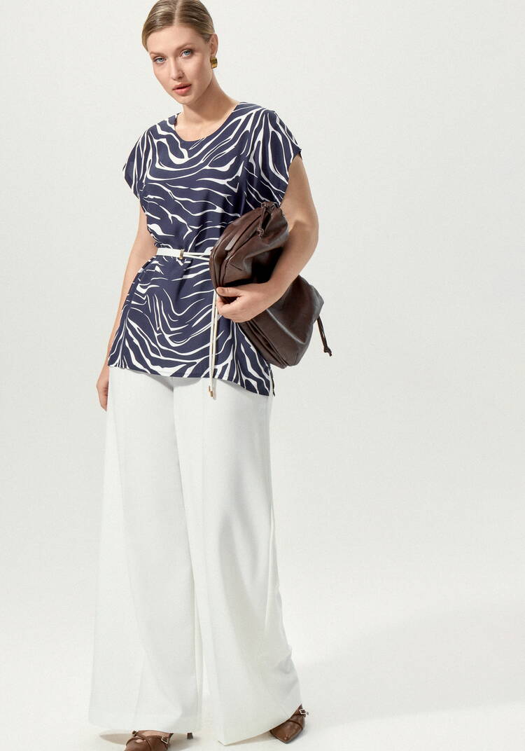 Блуза свободная с полосатым принтом шир.  750, рис. 8