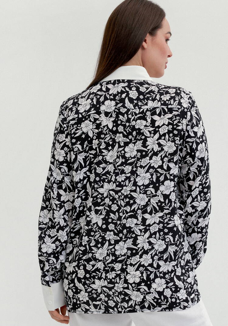 Блуза с контрастными манжетами и воротом шир.  750, рис. 3