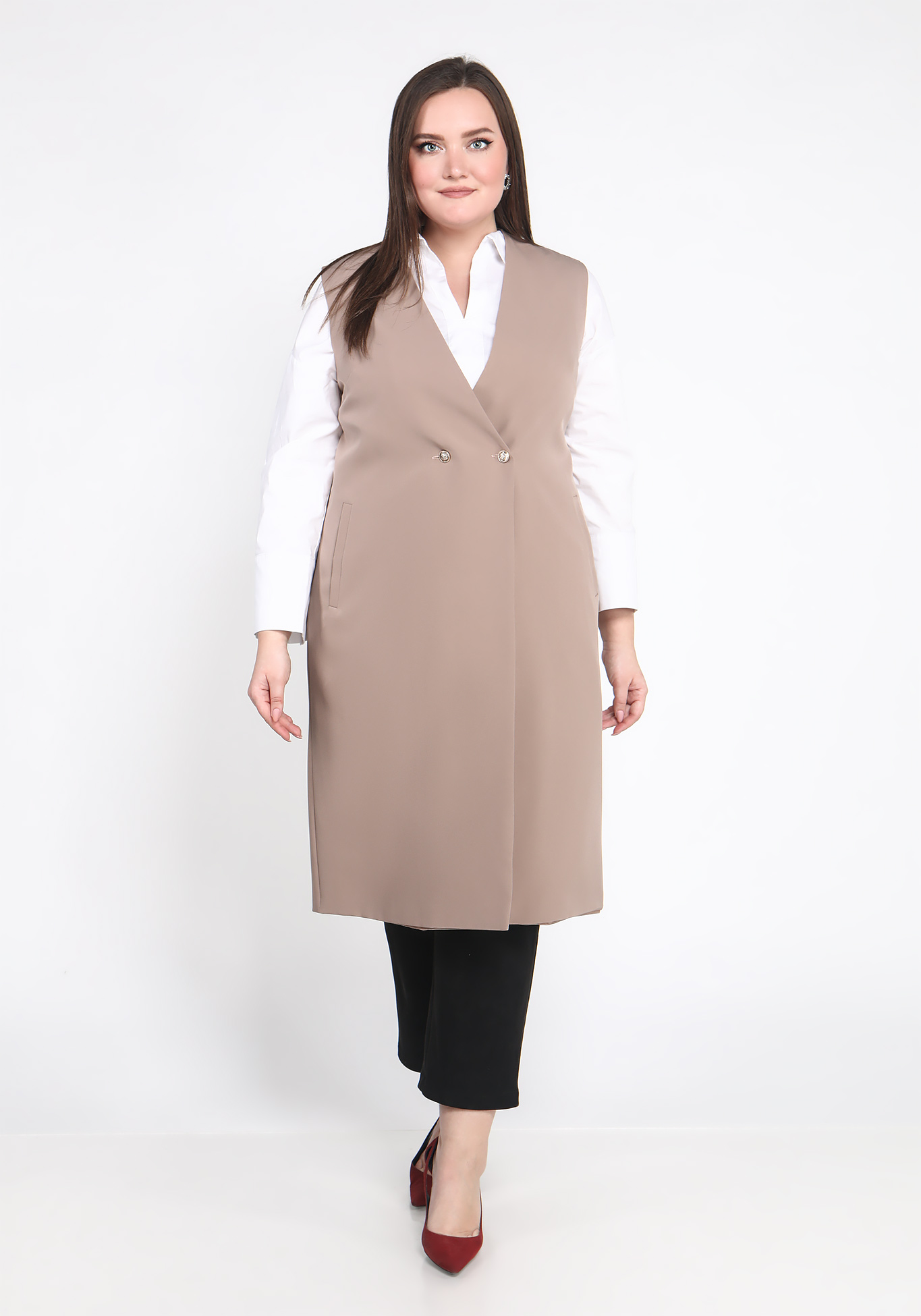 

Жилет длинный, Бежевый