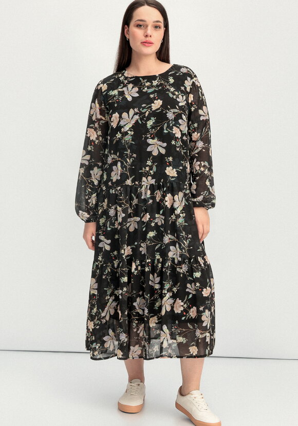 Платье ярусное с цветочным принтом шир.  580, рис. 4