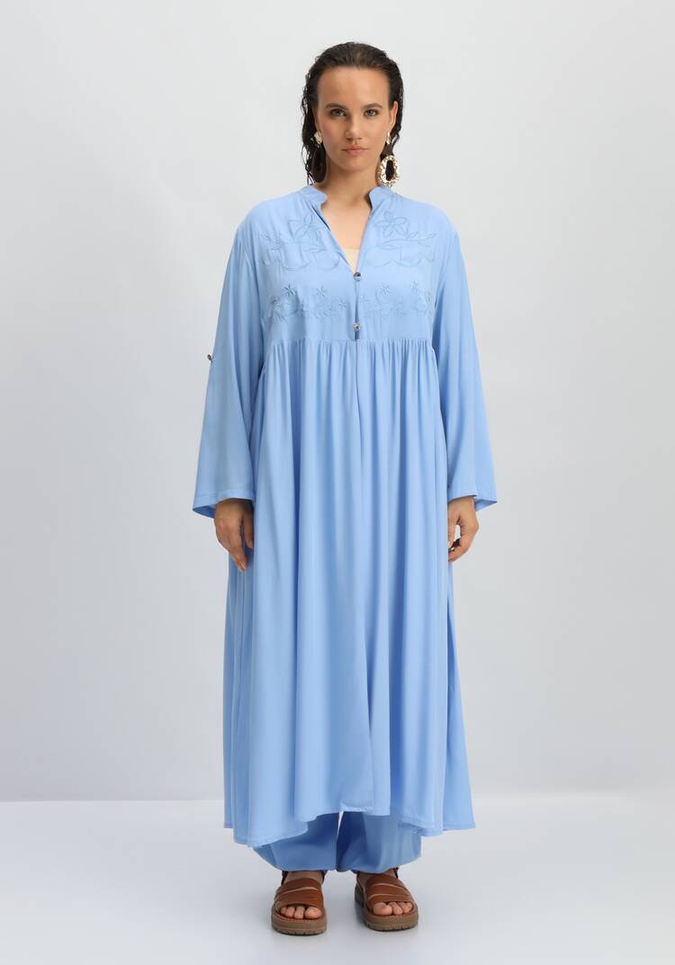 Рубашка удлиненная с вышивкой на кокетке шир.  750, рис. 5