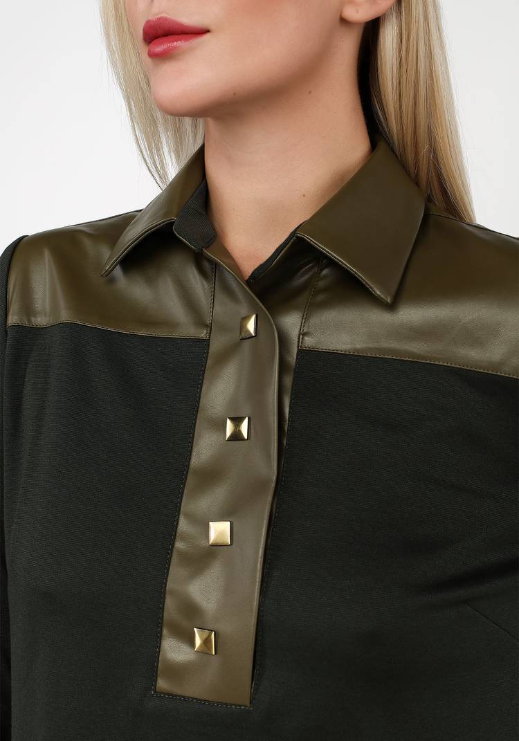 Блуза с отделкой из эко кожи шир.  750, рис. 3