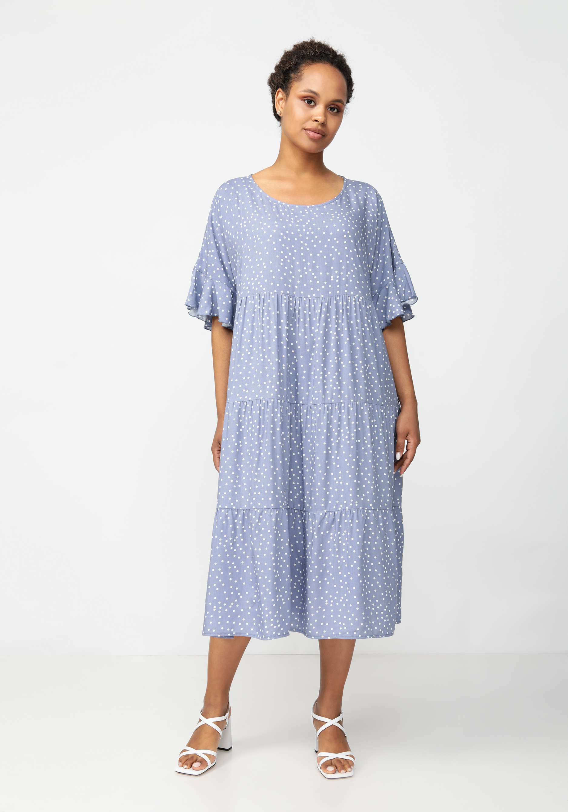 Платье свободного кроя с принтом "Анфиса" Manhattan, размер 60, цвет синий - фото 9